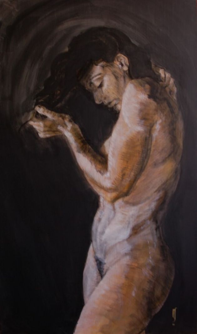 volupté1-galerie-la-femme-tableaux-peinture-auto-érotisme-caresse-masturbation-féminine-clair-obscur