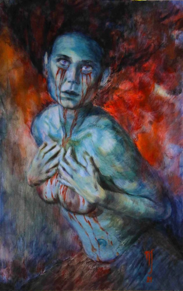 déchirement-du-doute-galerie-début-grossesse-tableaux-peinture-larmes-de-sang-sang-des-origines-avorter-ou-pas